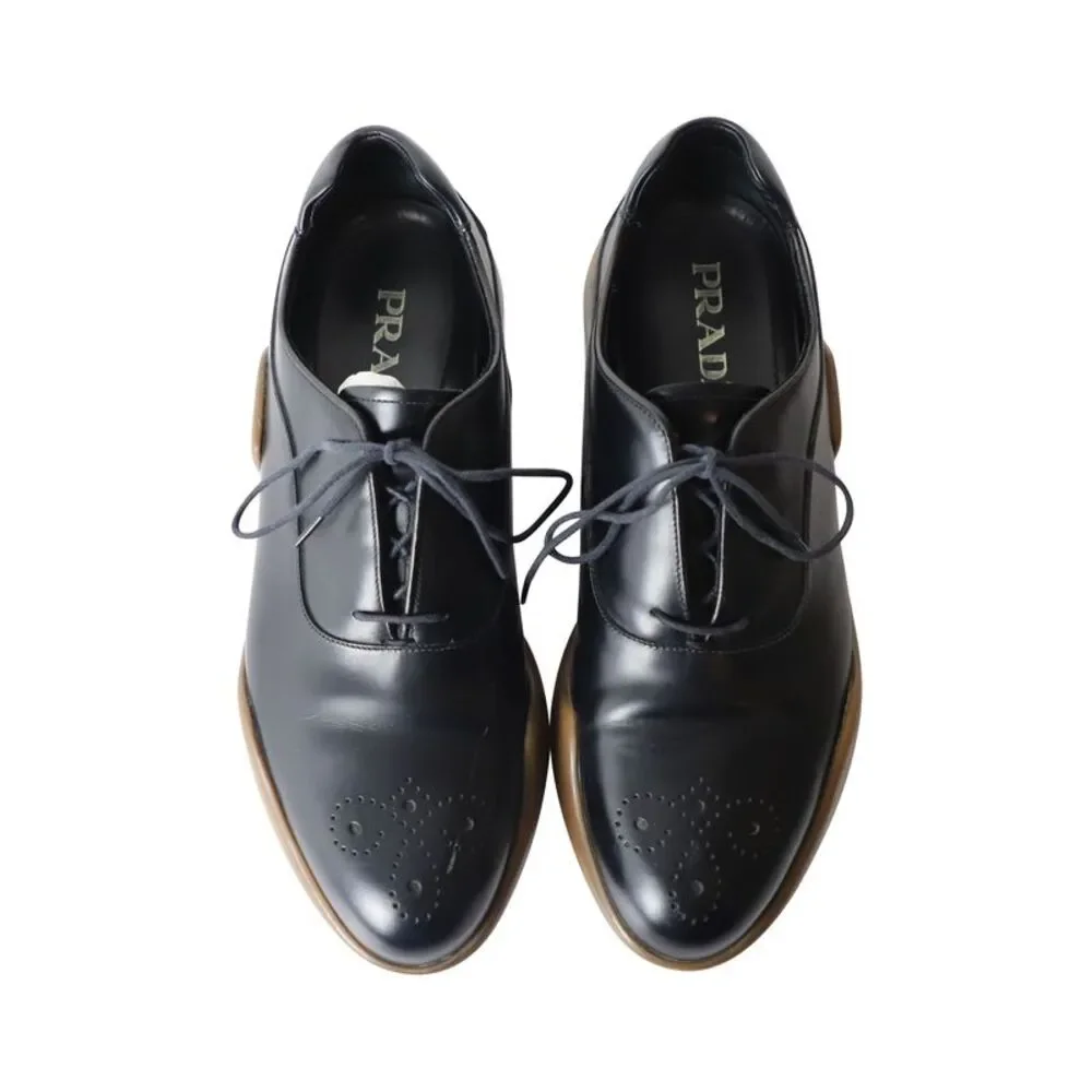 Prada Platform Brogues in Black Leather - Picture 6 of 10